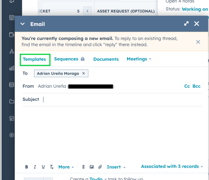 Inside email choose templates
