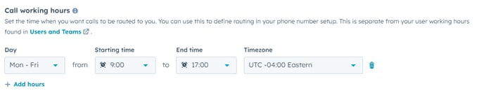 Define your working hours