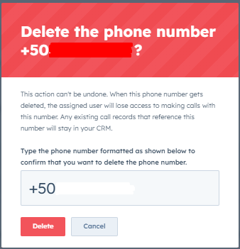 you can delete phone number