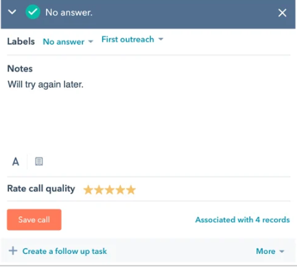left note when call is rejected